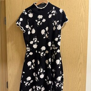 Anthropologie Black and White Floral Mini Dress